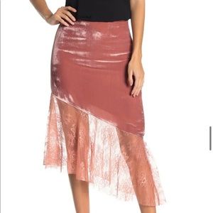 Free People Lace Soft Velvet Midi Skirt